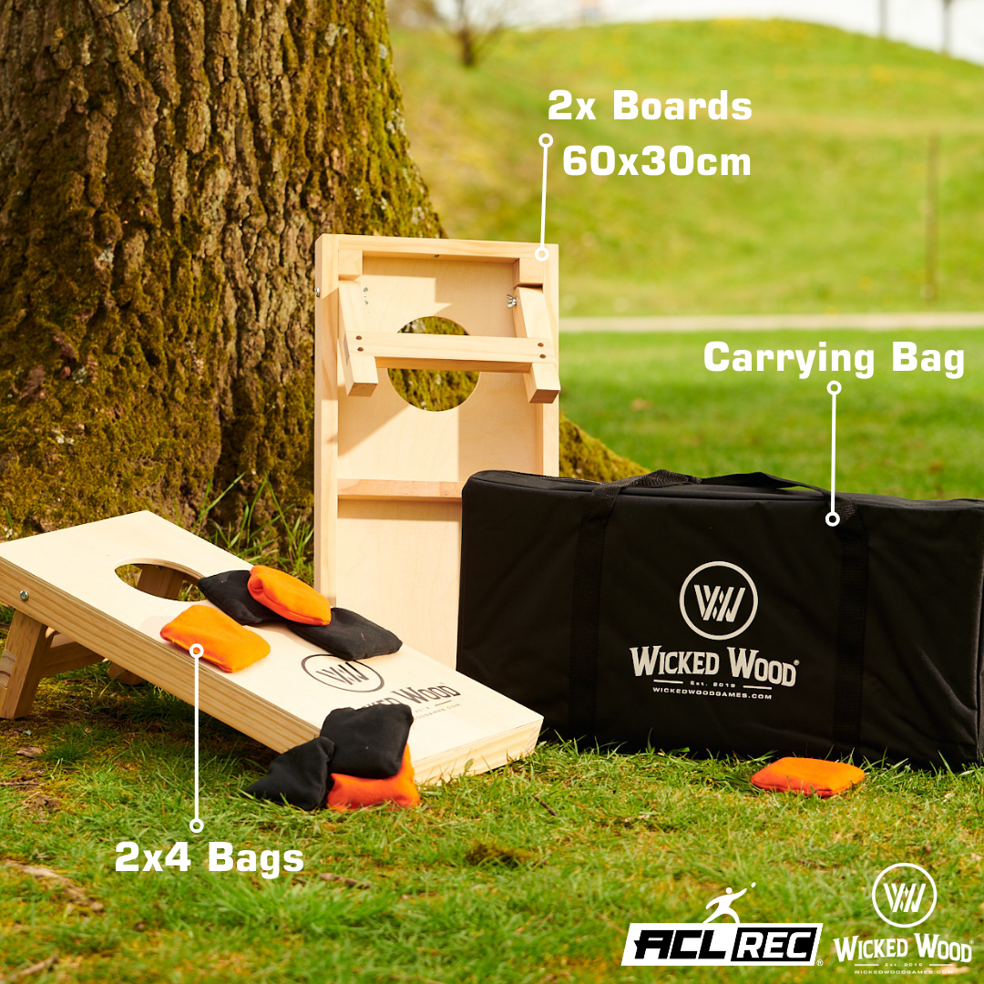 Mini jeu de Cornhole - Wicked Wood - 60x30cm - Sacs et sac de transport inclus