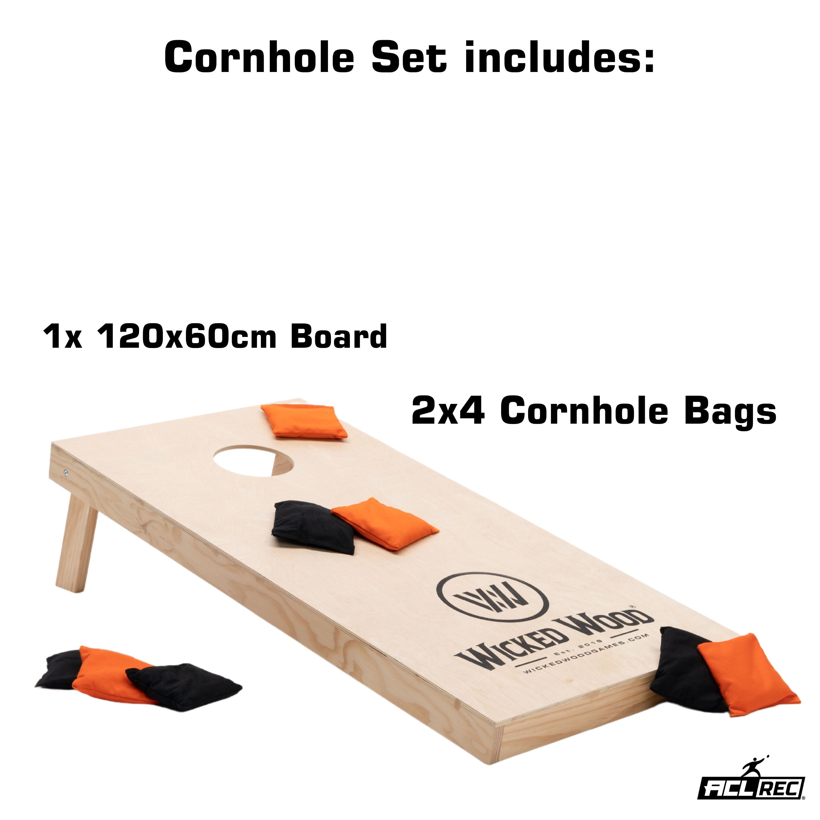 Kit de démarrage de Cornhole - 120x60 - 1x planche / 2x4 sacs